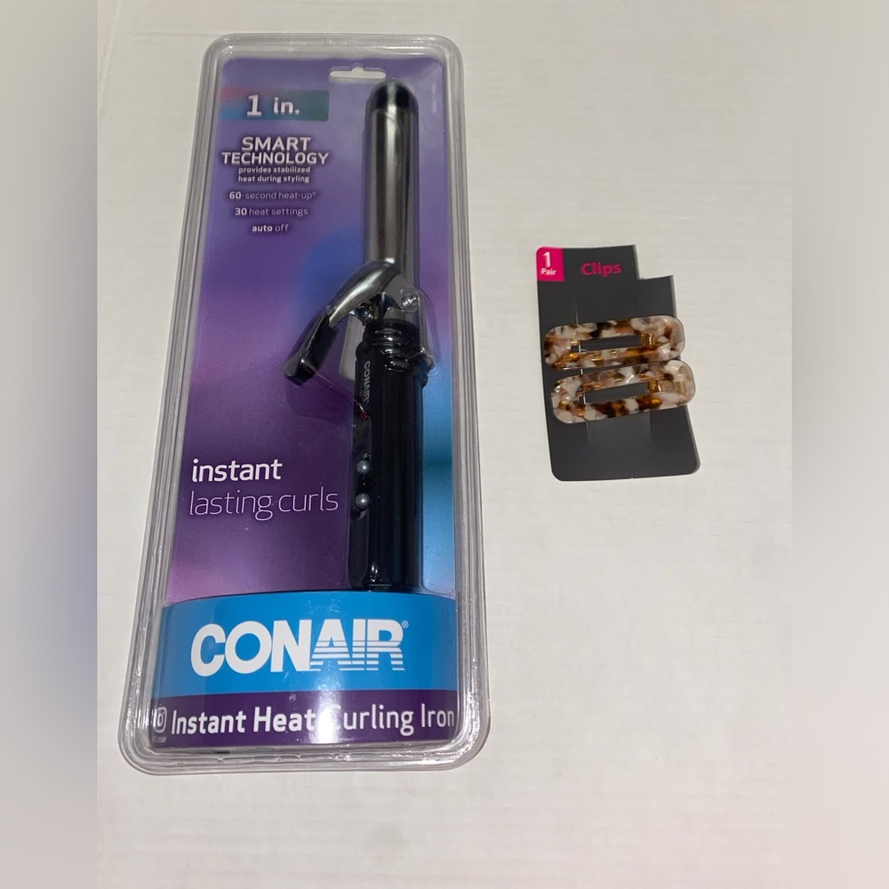 CONAIR curling iron ( with hair clips)